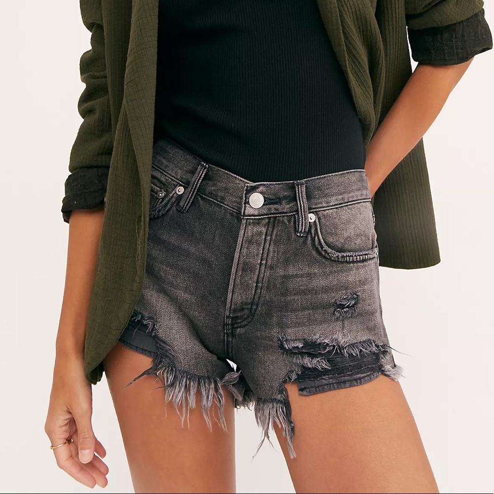 Free People Ripped Denim Shorts